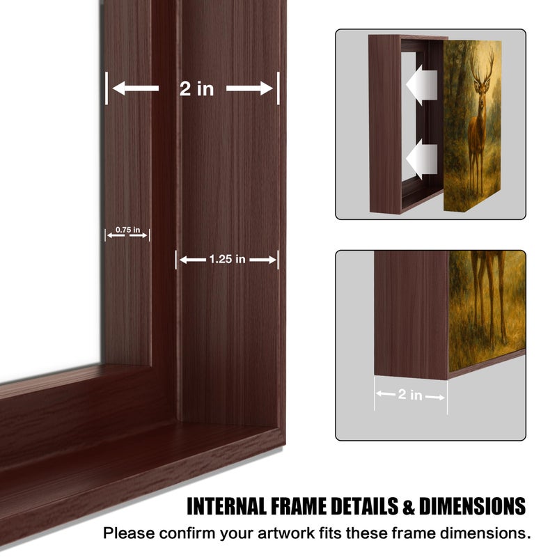 Prixas Print Floater Frame for 1.25 thick Canvas, Available in 25+ size and 4 Color, Wood-Look Floating Frame for Finished Canvas Artist Panel Oil Painting Wall Art DÃ©cor (Dark Oak Frame, 16"x20") - Image 4